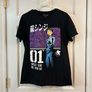 Evangelion T Shirt Men’s Black Medium 01 Shinji Ikari The Third Boy NERV Stands
